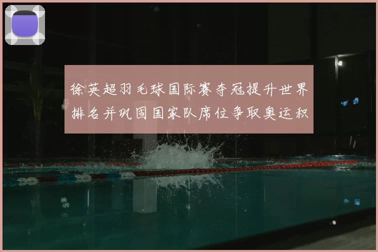 徐英超羽毛球国际赛夺冠提升世界排名并巩固国家队席位争取奥运积分